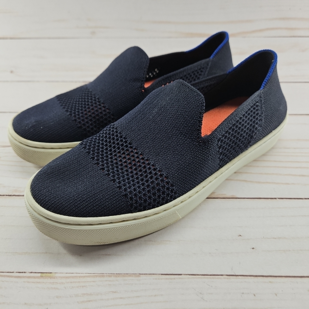 Rothy's The Sneaker Maritime Lattice Stitch Navy Slip On Shoes Womens Size 5.5